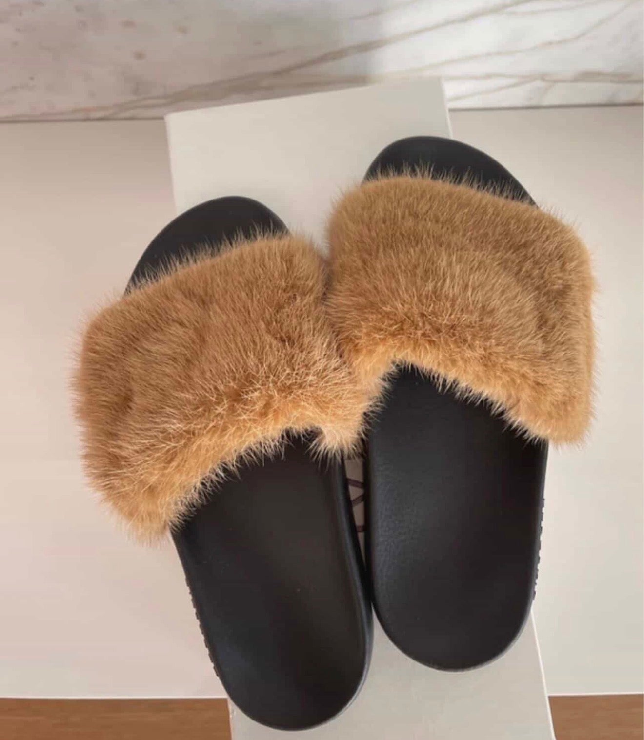 Authentic Givenchy Paris Genuine Mink Fur Slides – Size 39 (Fits 38–39)