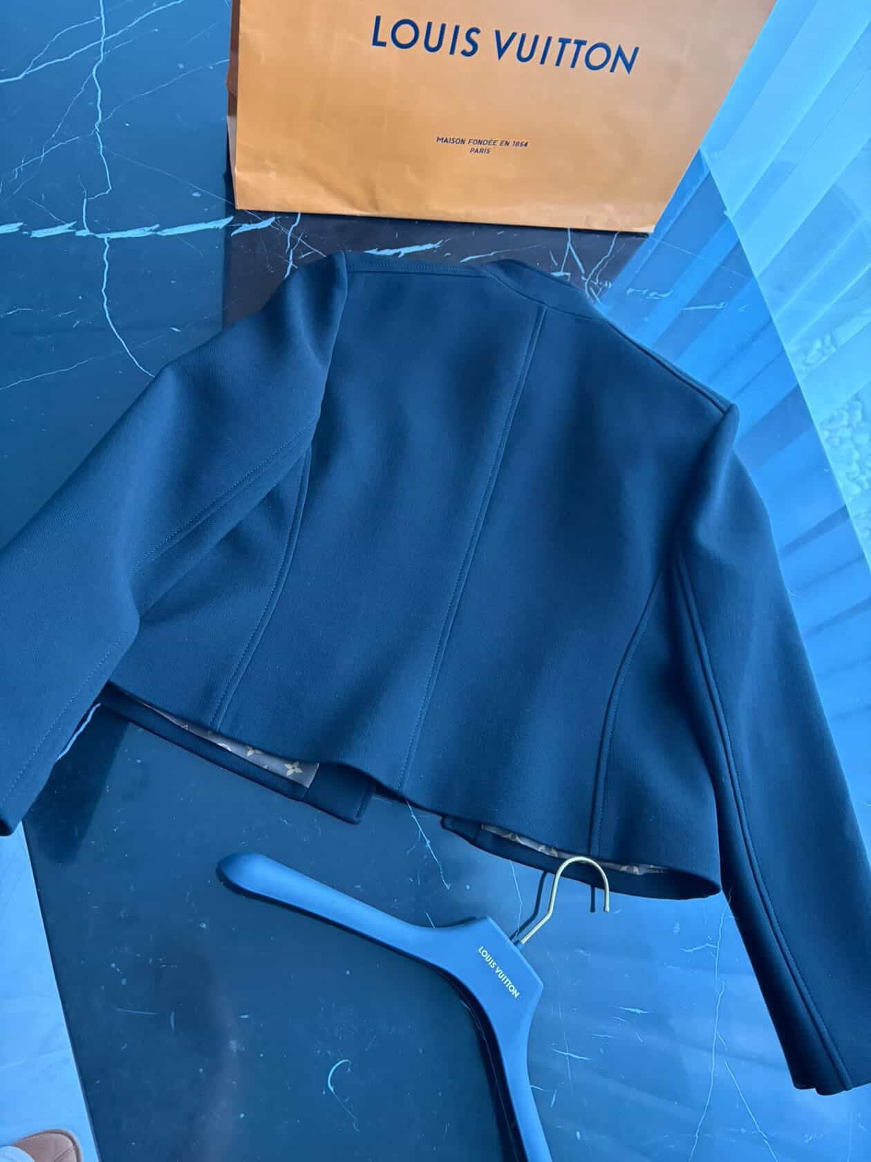 Louis Vuitton Officer Jacket in Black Wool & Silk – Iconic Monogram Lining – Size FR 40 Full Set/ Luxury Brands Malta