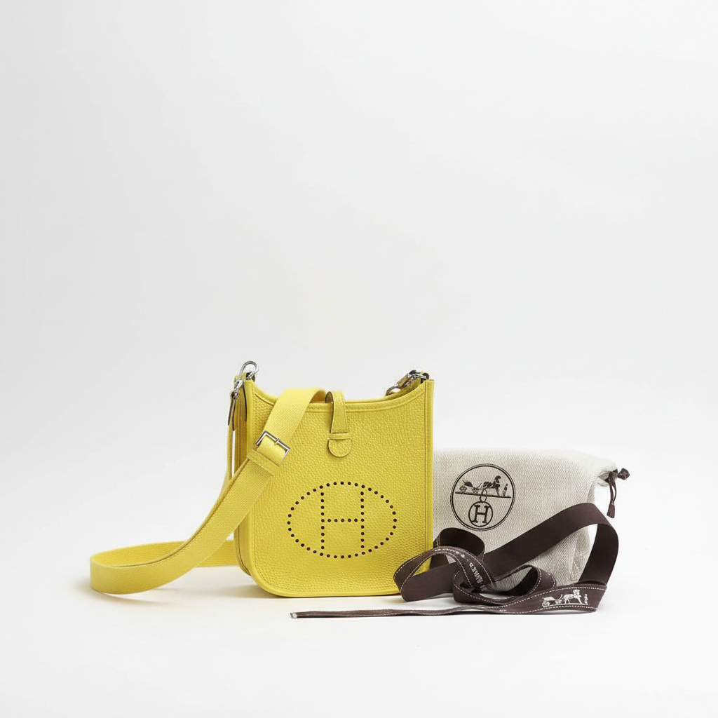 Authentic Hermès Evelyne 16 TPM Mini Crossbody Bag – Lime Yellow Clemence (Full Set)