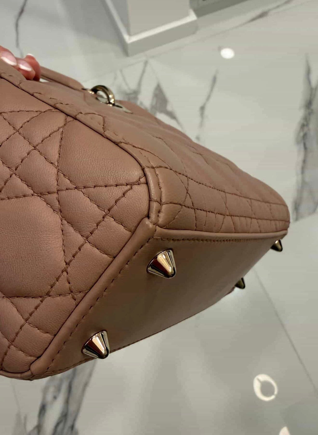 Christian Dior Small Lady Dior Bag – Nude Pink Cannage Lambskin with Strap