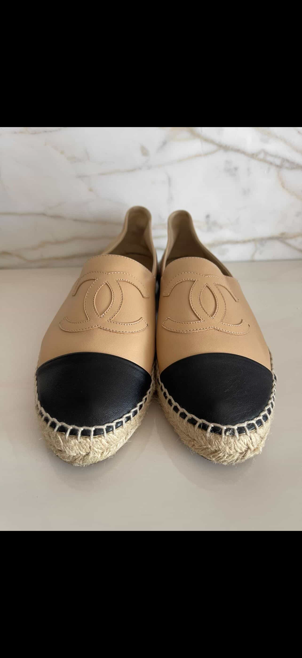 Authentic Chanel Espadrilles – Quilted Black Suede/Leather – Size 39 – Excellent Condition