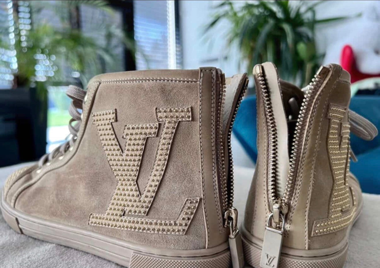 Louis Vuitton Suede High-Top Sneakers – Luxury Embellished Designer Footwear