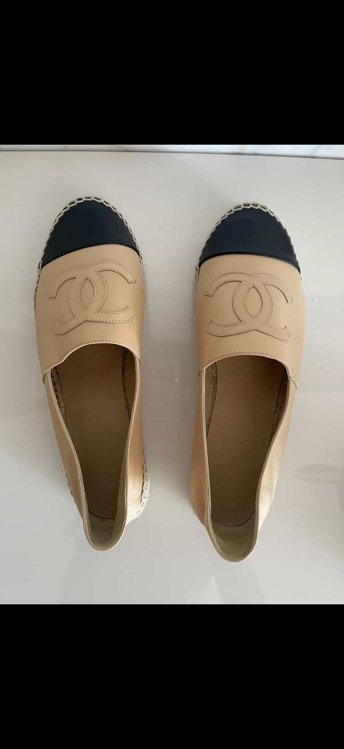 Authentic Chanel Espadrilles – Quilted Black Suede/Leather – Size 39 – Excellent Condition