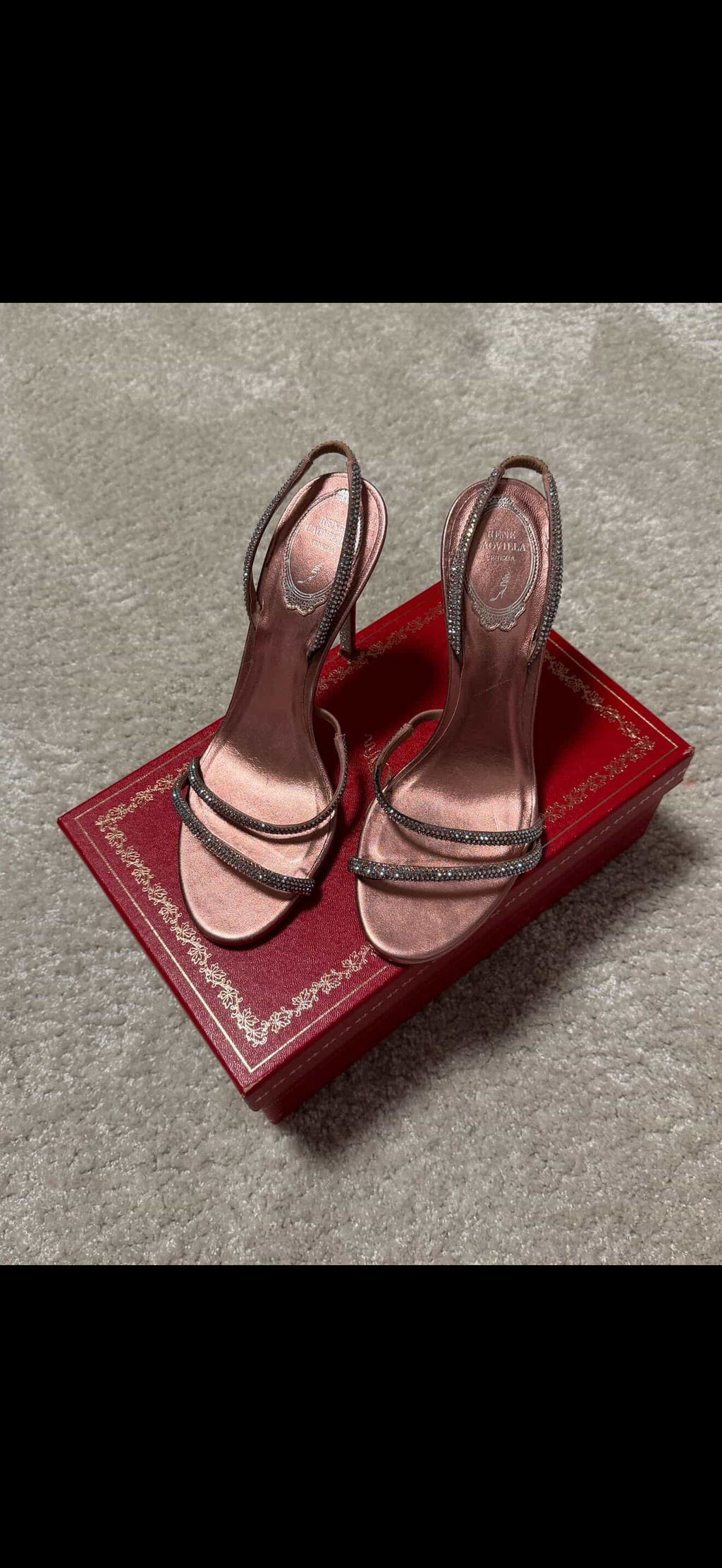 René Caovilla Irina Phard Satin Crystal Sandals – Size 38 (Full Set & Invoice)Luxury Brands Malta/ Pre Owned Luxury