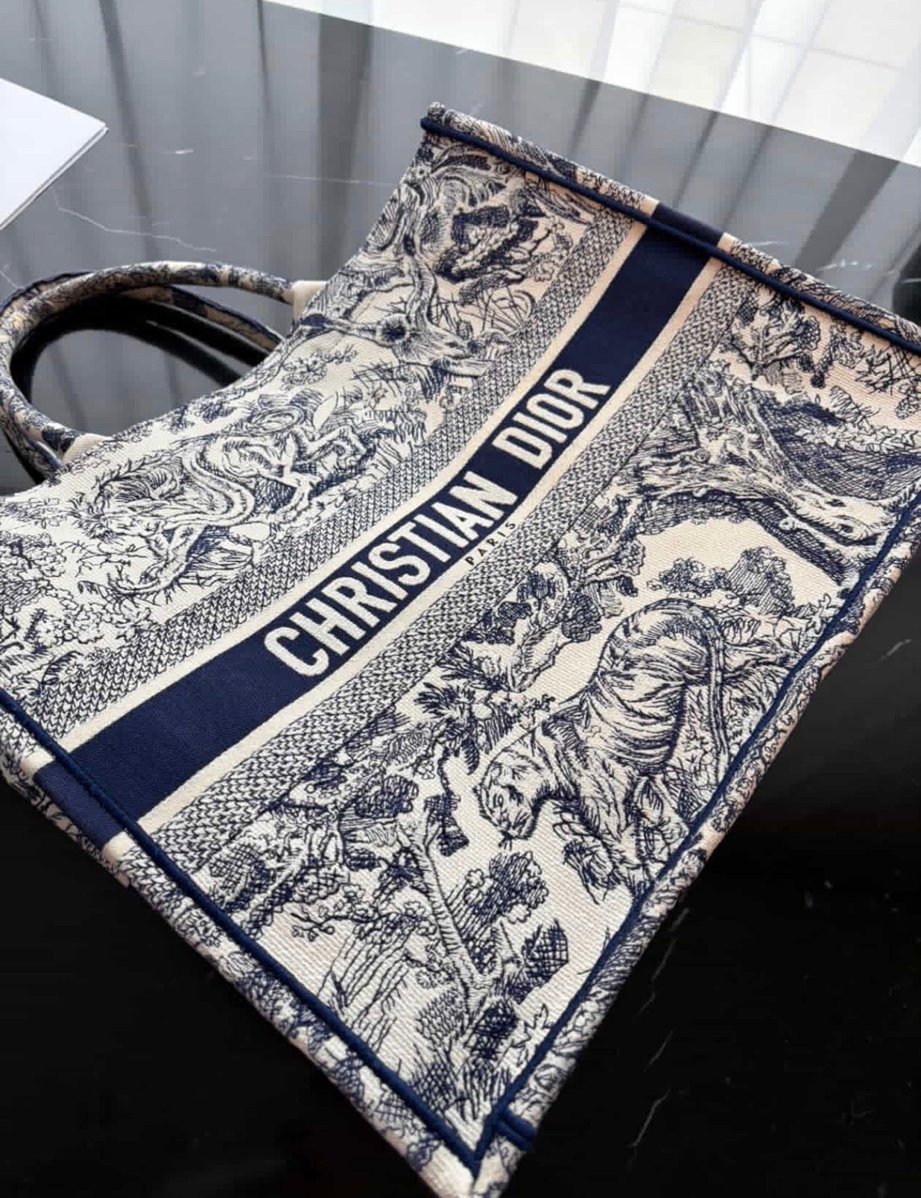 Dior Book Tote Medium Embroidered Canvas Bag – Like New