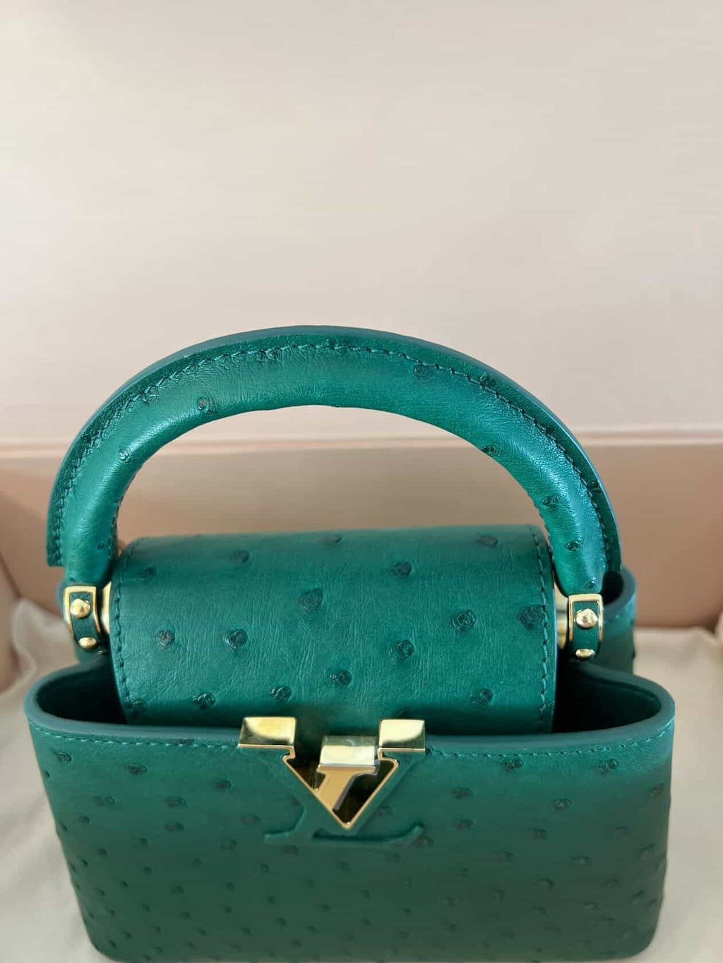 Louis Vuitton Capucines Mini Ostrich – Emerald Green / Pre Owned / Luxury Brands Malta