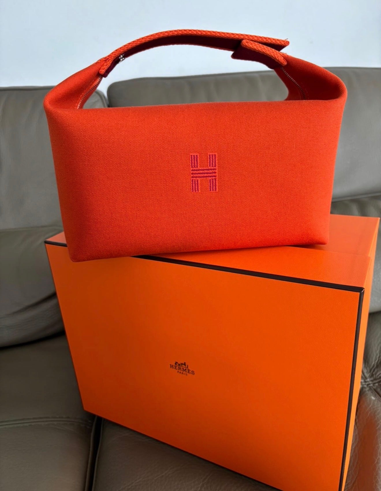 Hermès Bride-à-Brac Case Large Model (GM) – Orange Feu (Brand New, Full Set)