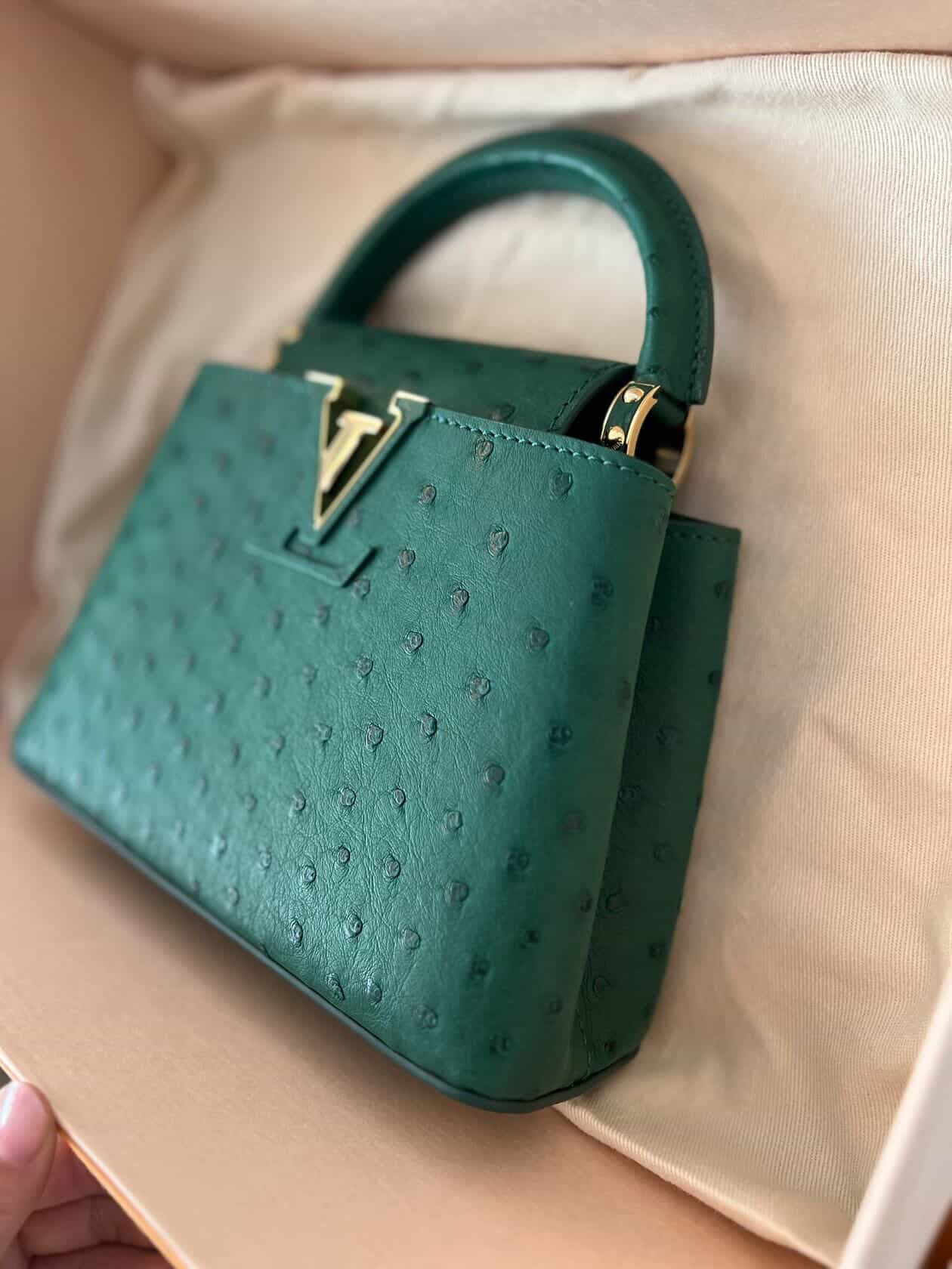 Louis Vuitton Capucines Mini Ostrich – Emerald Green / Pre Owned / Luxury Brands Malta