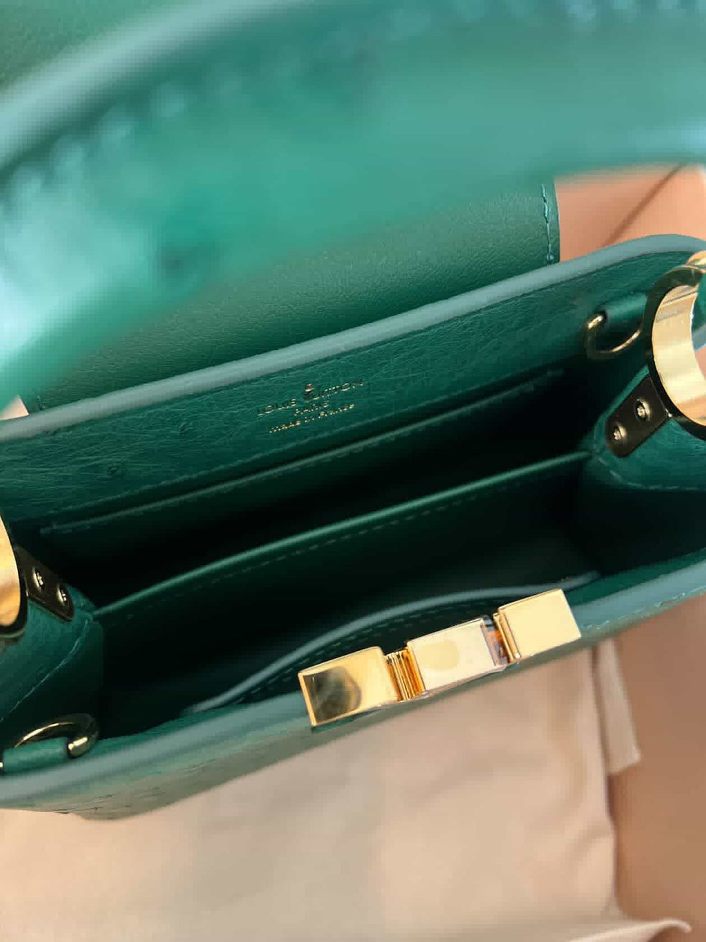 Louis Vuitton Capucines Mini Ostrich – Emerald Green / Pre Owned / Luxury Brands Malta