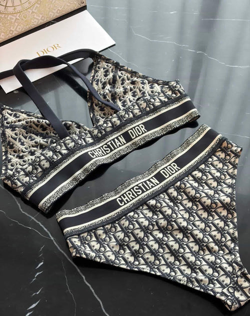 Authentic Christian Dior Oblique Bikini Set (M/XS) – Full Set with Receipt