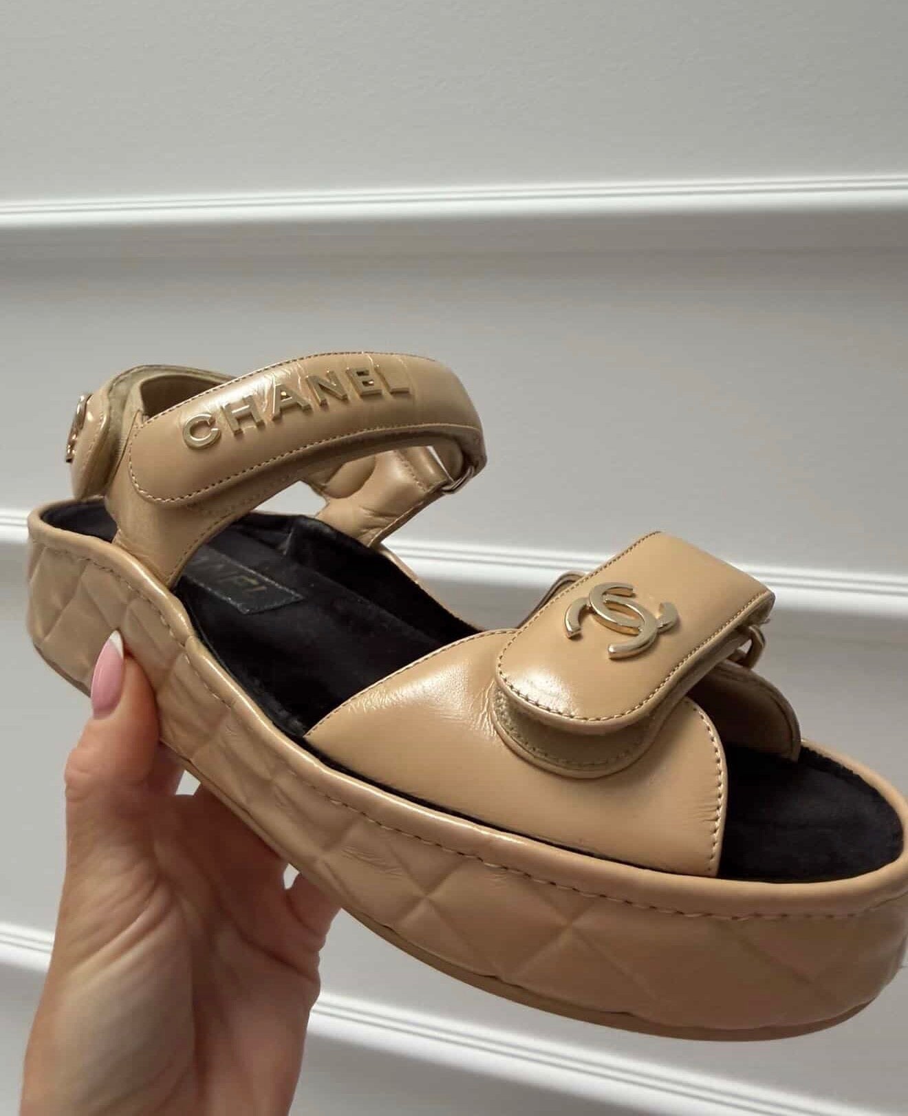 Authentic Chanel Leather "Dad" Sandals – Size 36