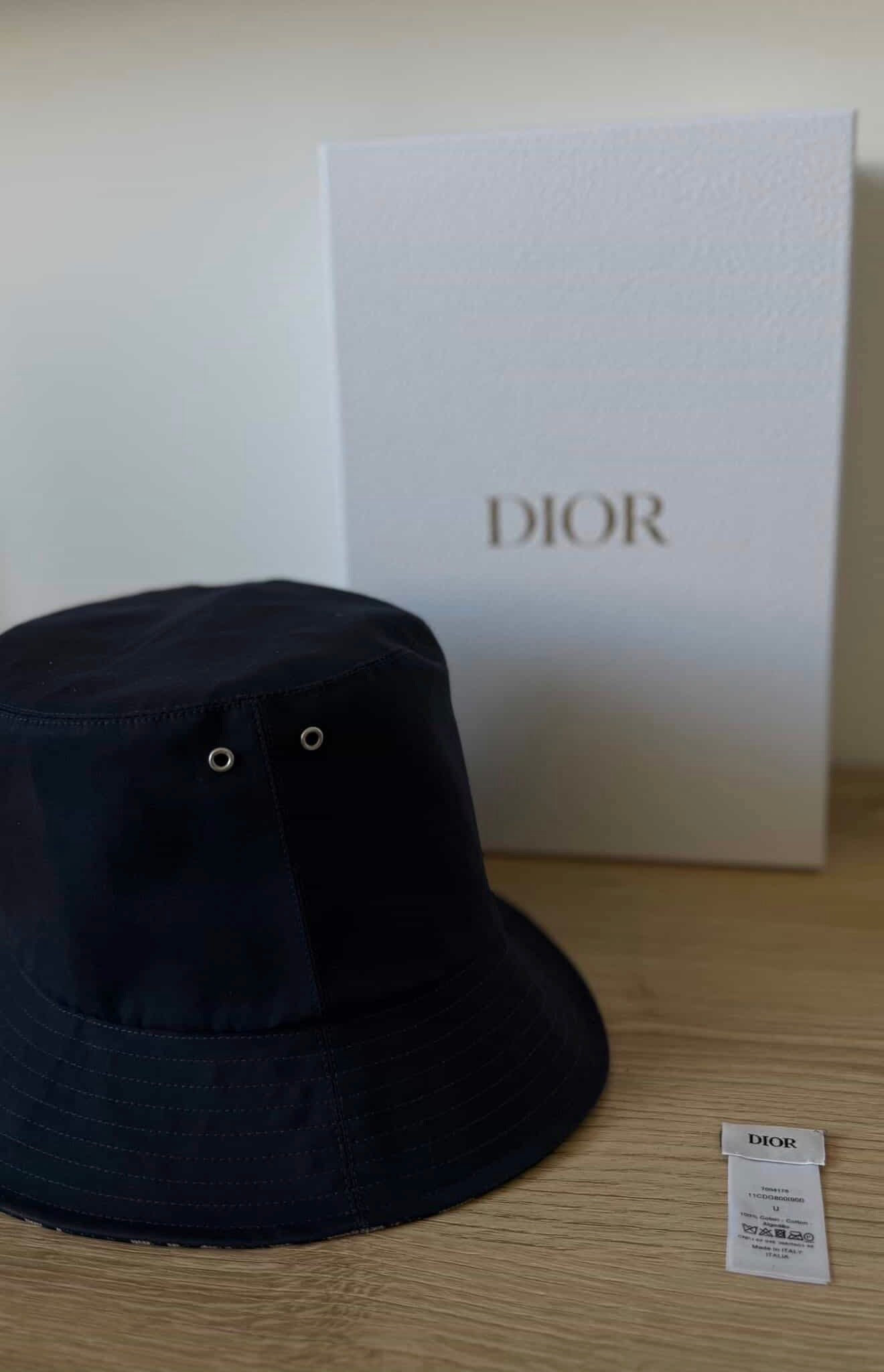 Dior Oblique Reversible Bucket Hat – Navy Blue & Beige Monogram