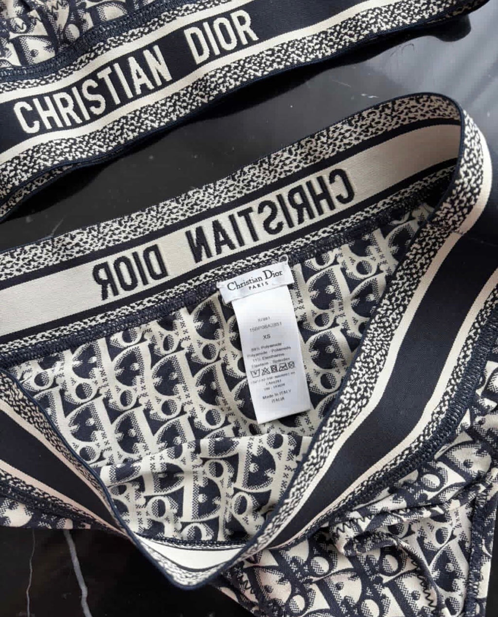 Authentic Christian Dior Oblique Bikini Set (M/XS) – Full Set with Receipt