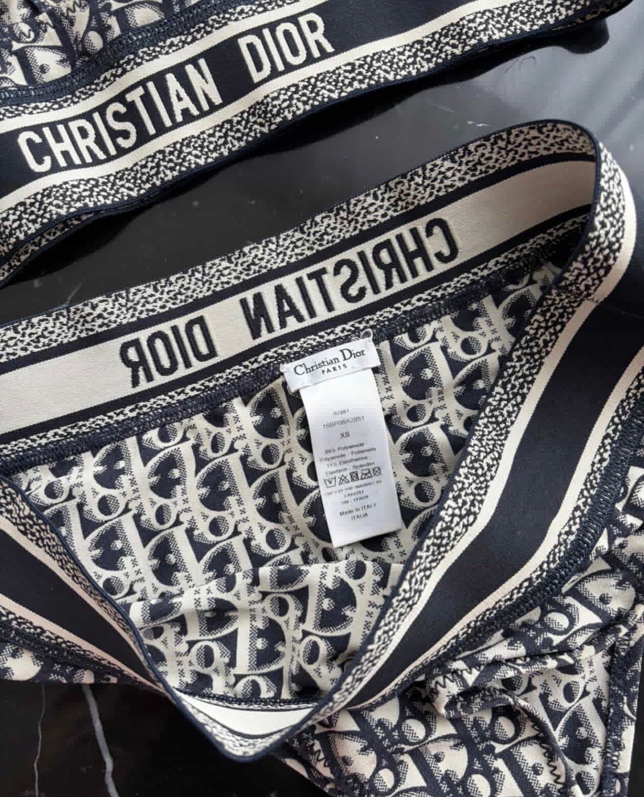 Authentic Christian Dior Oblique Bikini Set (M/XS) – Full Set with Receipt