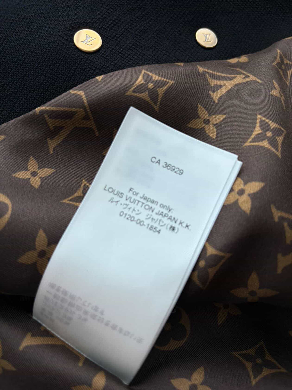 Louis Vuitton Officer Jacket in Black Wool & Silk – Iconic Monogram Lining – Size FR 40 Full Set/ Luxury Brands Malta