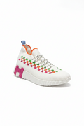 Hermès Bouncing Sneakers – White Mesh & Multicolor Ribbon (Size 37.5)