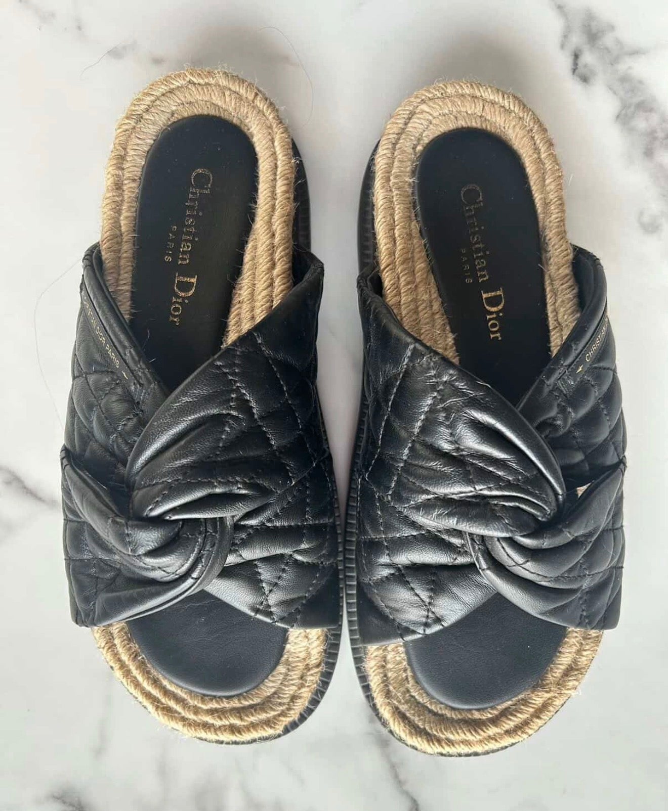 Authentic Christian Dior Quilted Leather Mule Sandals (Size 39.5 / Fits 39)