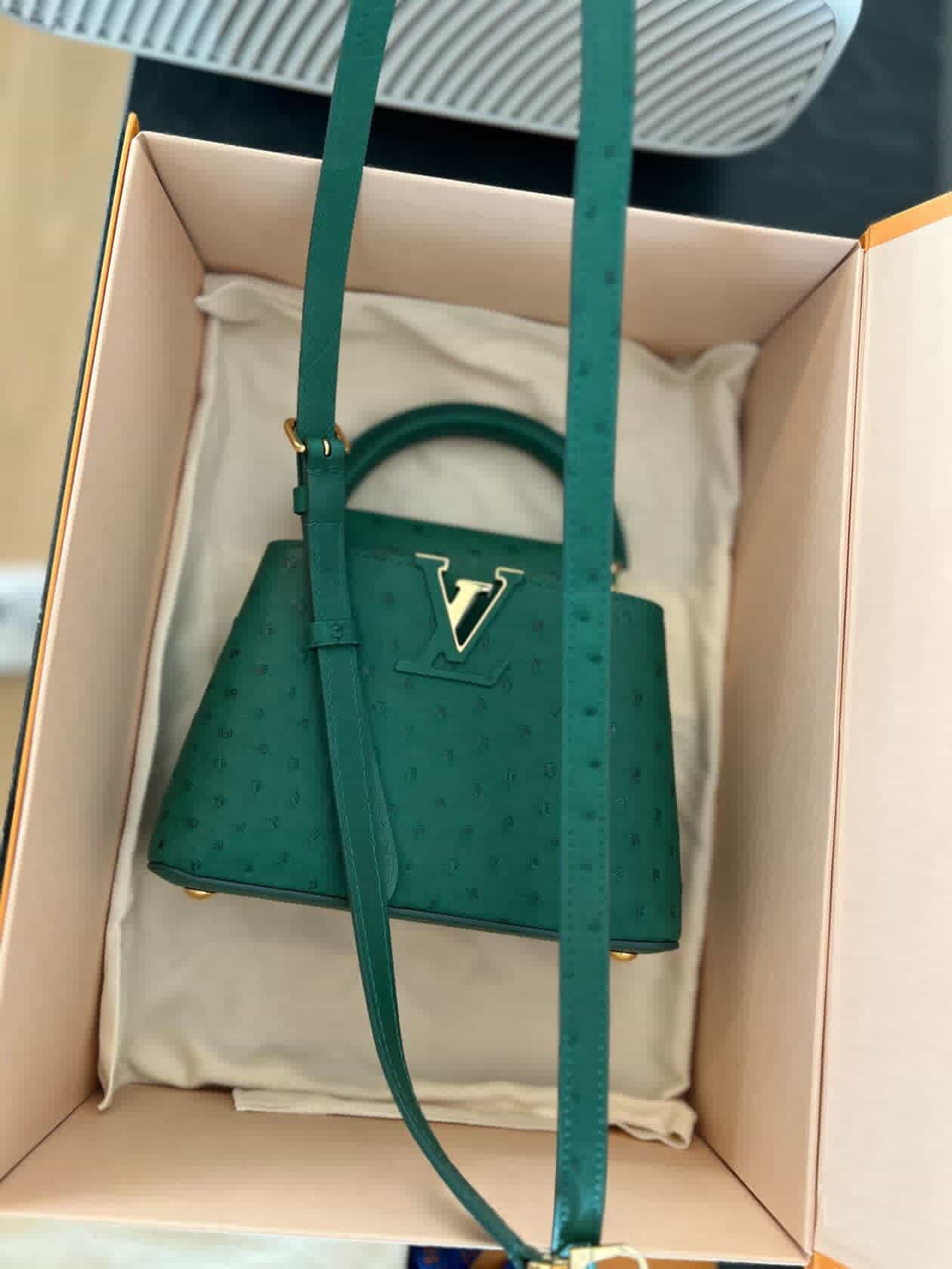 Louis Vuitton Capucines Mini Ostrich – Emerald Green / Pre Owned / Luxury Brands Malta