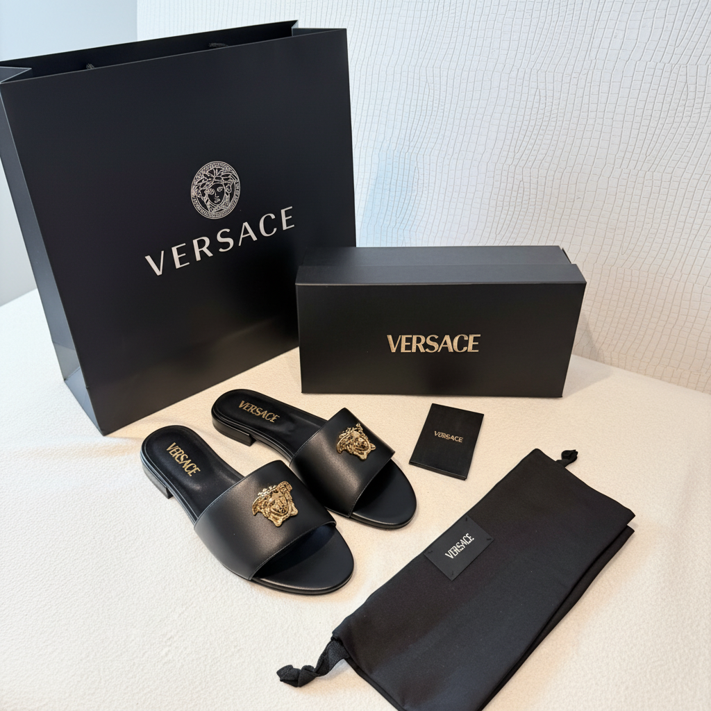 Versace Medusa Slides Full set size 39, Brand New/ Luxury Brands Malta
