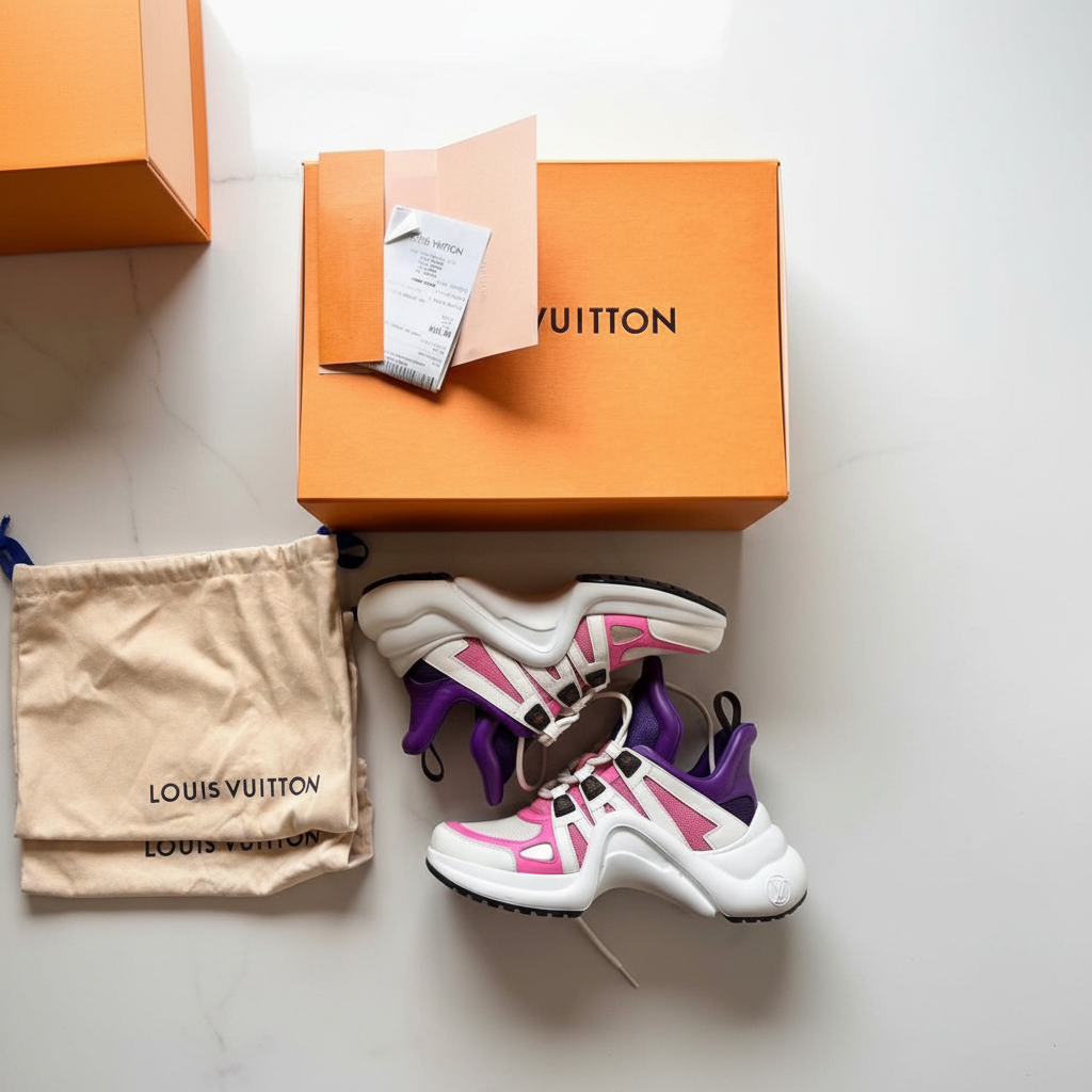 Authentic Louis Vuitton Archlight Sneakers Purple Pink Size 39 | Full Set with Receipt