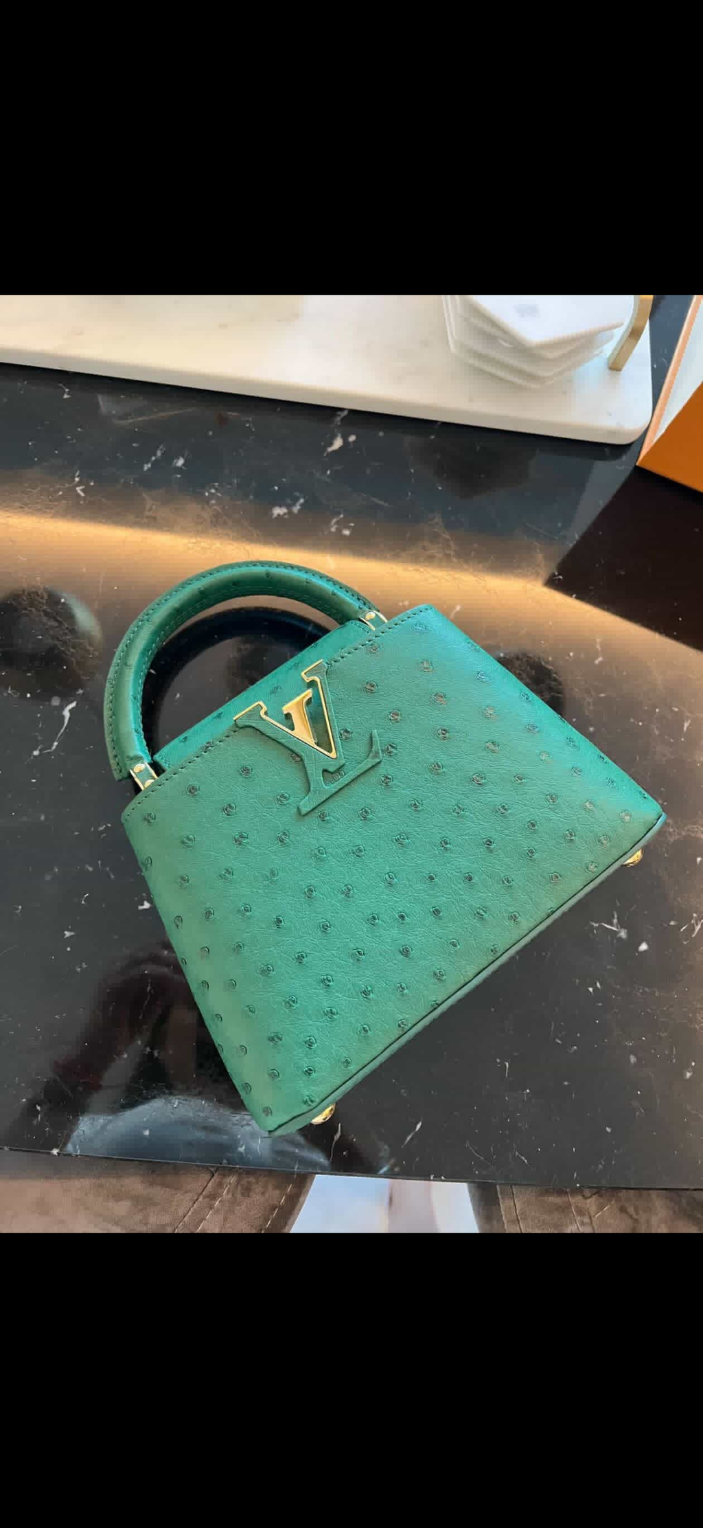 Louis Vuitton Capucines Mini Ostrich – Emerald Green / Pre Owned / Luxury Brands Malta