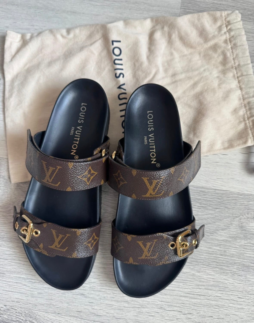 Louis Vuitton Bom Dia Flat Comfort Sandals – Monogram Canvas (Size 41)