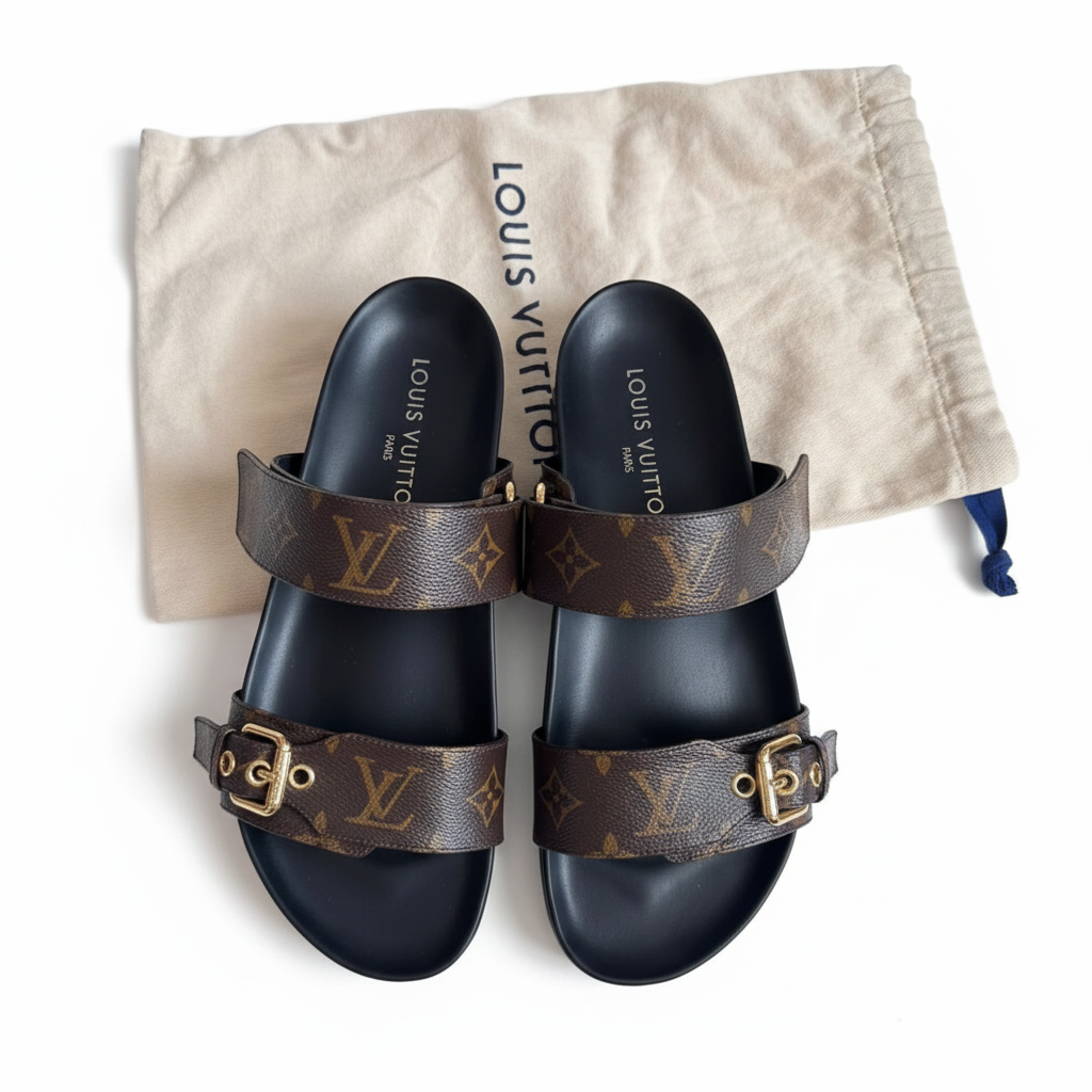 Louis Vuitton Bom Dia Flat Comfort Sandals – Monogram Canvas (Size 41)