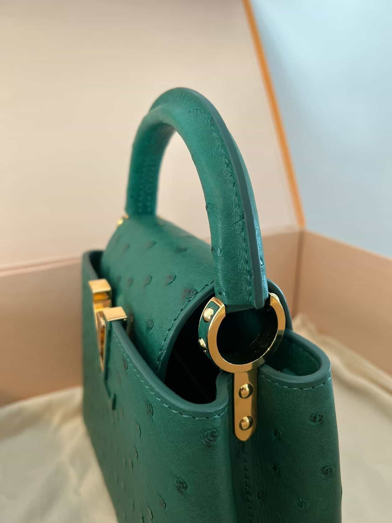 Louis Vuitton Capucines Mini Ostrich – Emerald Green / Pre Owned / Luxury Brands Malta