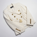 Balmain Double-Breasted Belted Blazer - White Monogram Jacquard (Size 34)/ Luxury Brands Malta/ Pre Owned