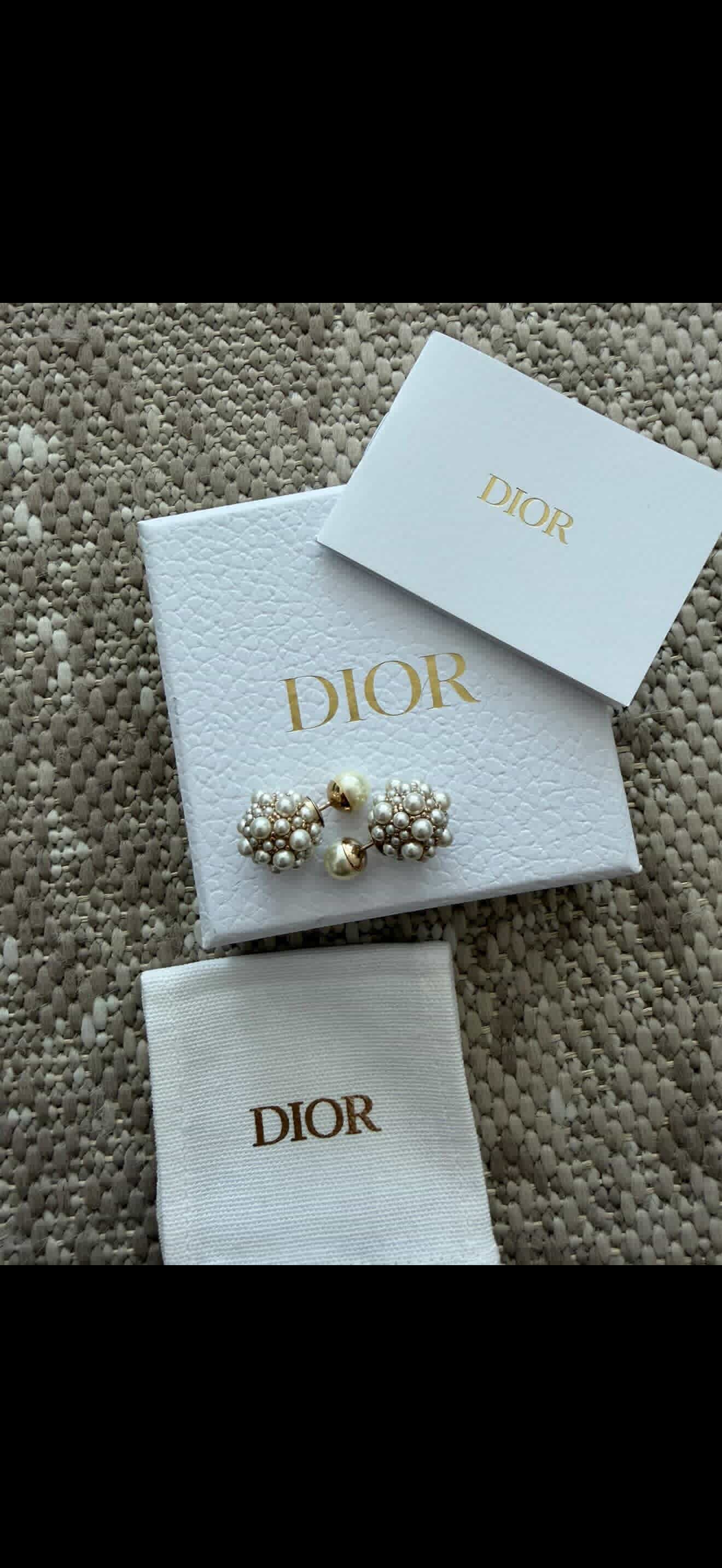 Dior Tribales Earrings – Gold-Finish & White Resin Pearls / Pre Owned / Luxury Brands Malta