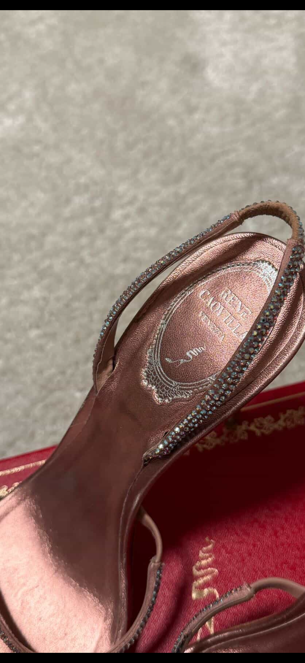 René Caovilla Irina Phard Satin Crystal Sandals – Size 38 (Full Set & Invoice)Luxury Brands Malta/ Pre Owned Luxury