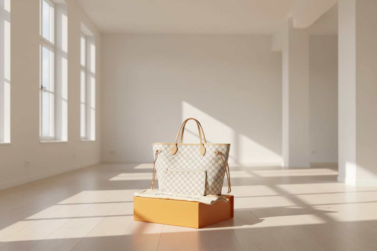 Louis Vuitton Neverfull MM – Damier Azur with Rose Ballerine Interior/ Pre Owned Luxury Brands Malta