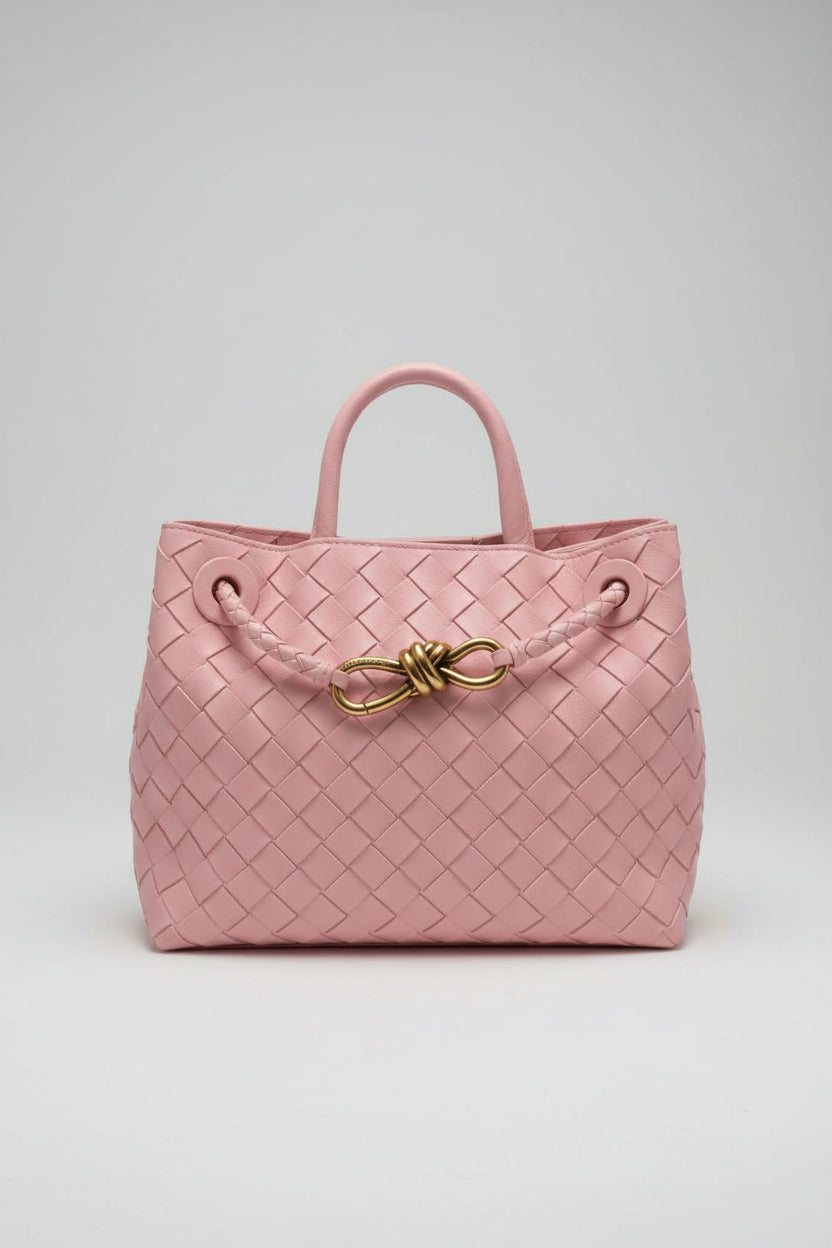 Bottega Veneta Small Andiamo Bag – Ribbon Pink with Gold Hardware/ Luxury Brands Malta/ Pre Owned Luxury Brands