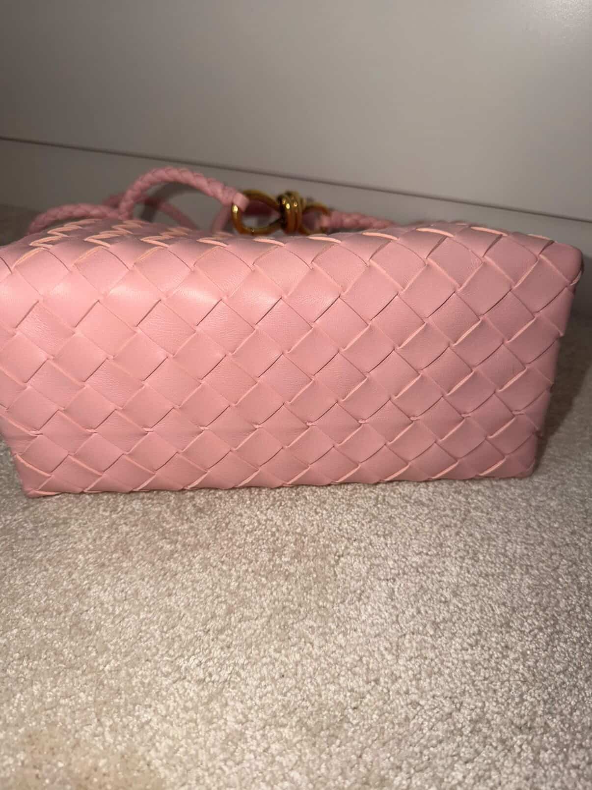 Bottega Veneta Small Andiamo Bag – Ribbon Pink with Gold Hardware/ Luxury Brands Malta/ Pre Owned Luxury Brands