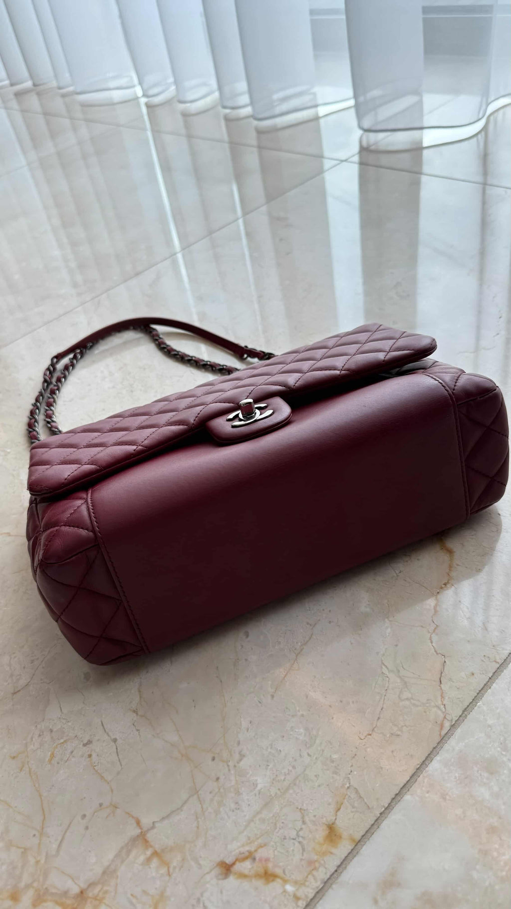 Chanel Classic Medium Double Flap Bag – Bordeaux with Ruthenium Hardware/ Luxury Brands Malta/ Pre Owned