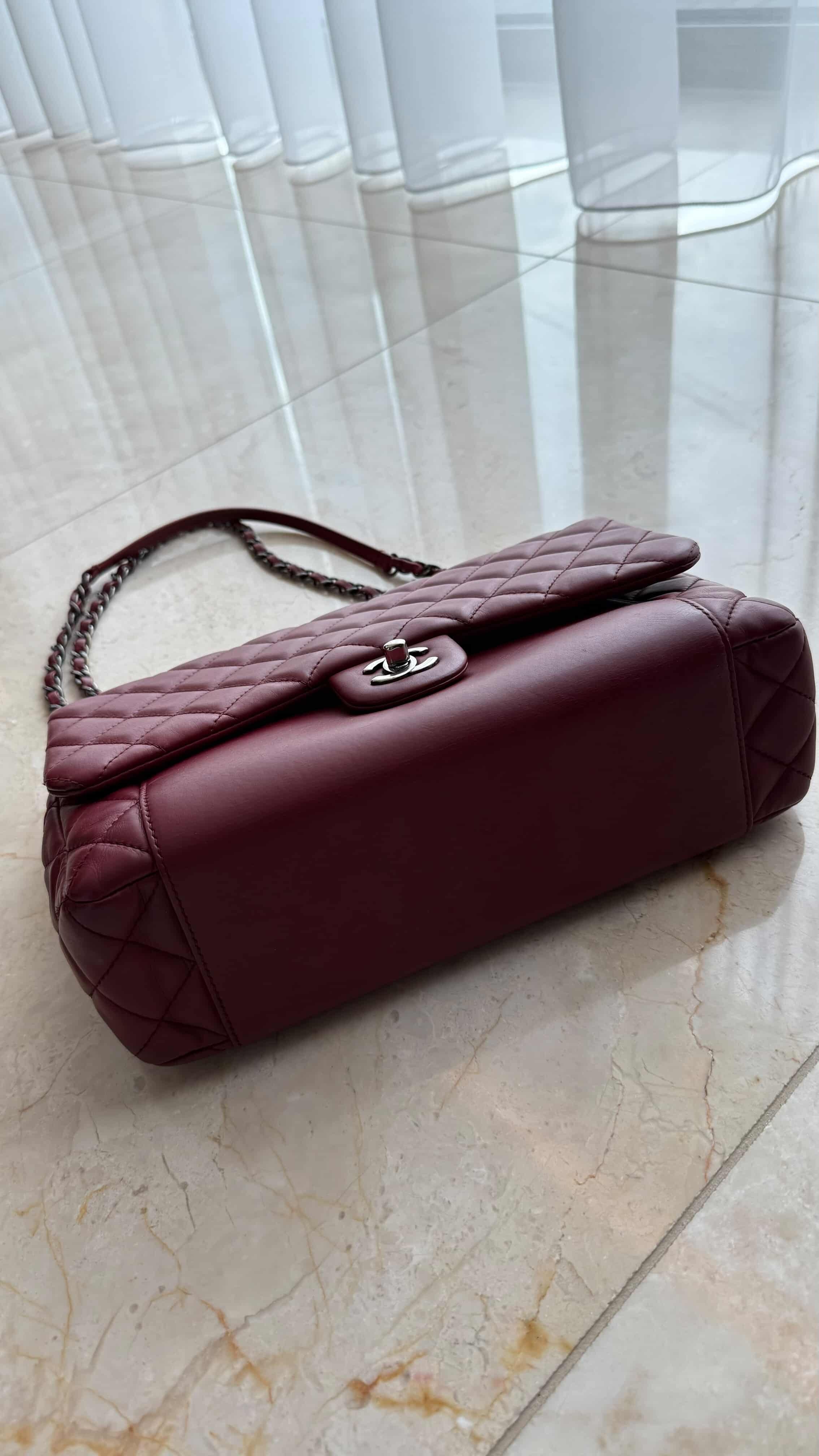 Chanel Classic Medium Double Flap Bag – Bordeaux with Ruthenium Hardware/ Luxury Brands Malta/ Pre Owned