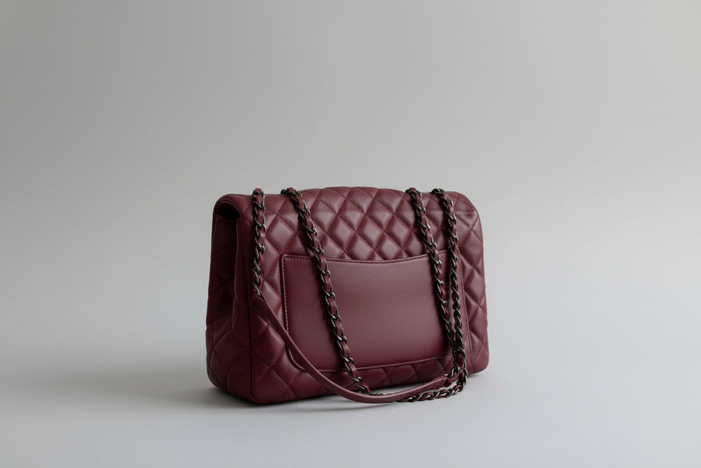 Chanel Classic Medium Double Flap Bag – Bordeaux with Ruthenium Hardware/ Luxury Brands Malta/ Pre Owned