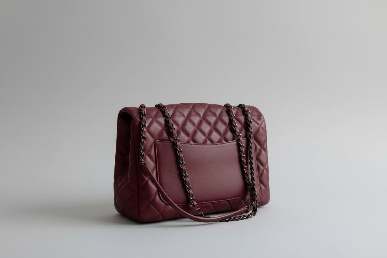 Chanel Classic Medium Double Flap Bag – Bordeaux with Ruthenium Hardware/ Luxury Brands Malta/ Pre Owned