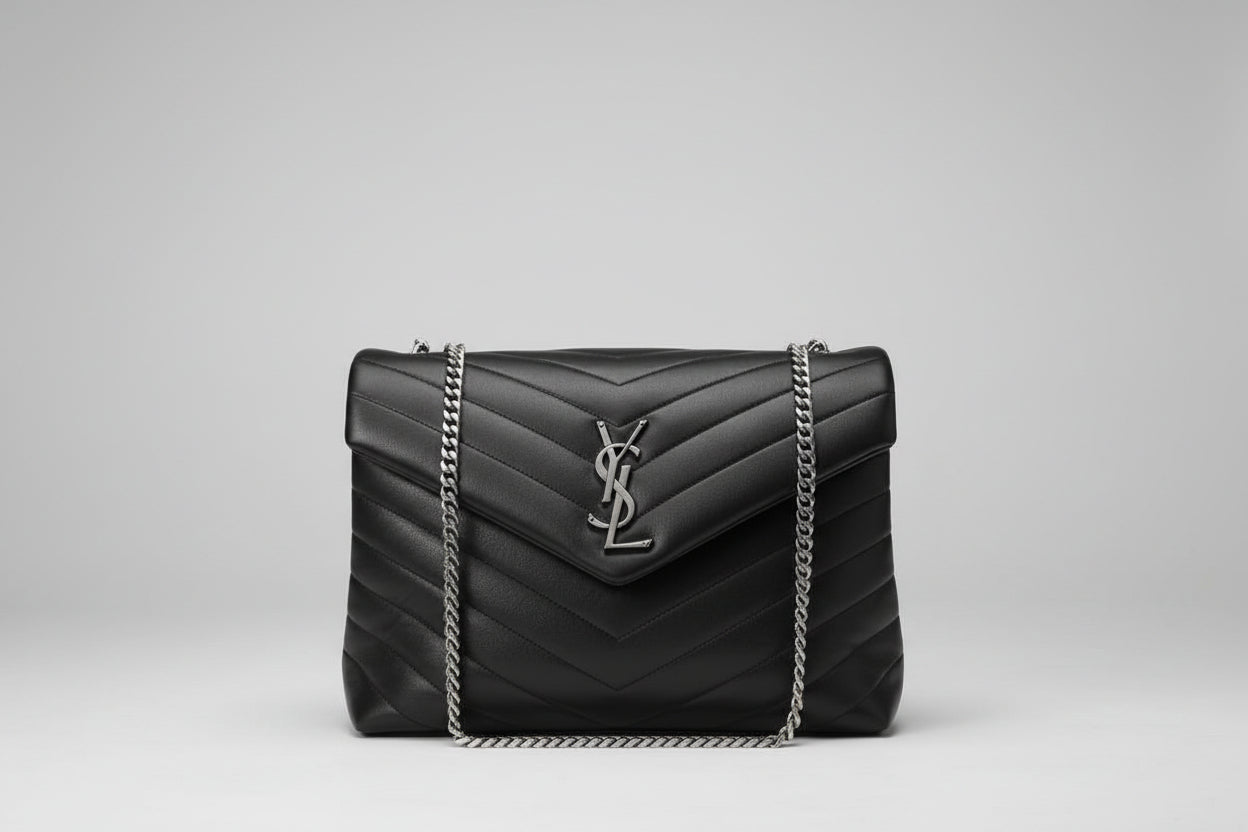 Saint Laurent Loulou Medium – Black Quilted Leather with Silver Hardware/ Luxury Brands Malta/ Pre Owned Luxury Brands