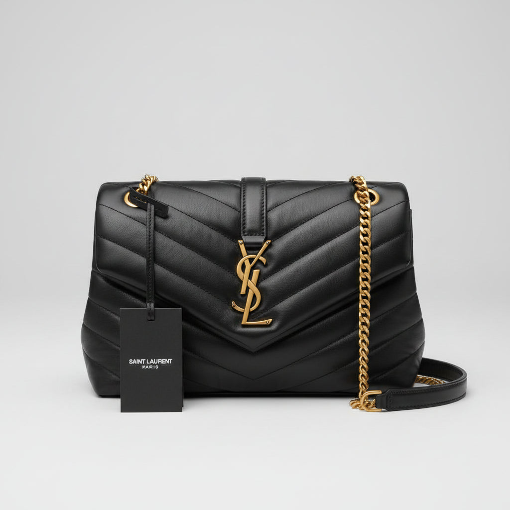 Saint Laurent Loulou Medium – Black Quilted Leather with Silver Hardware/ Luxury Brands Malta/ Pre Owned Luxury Brands